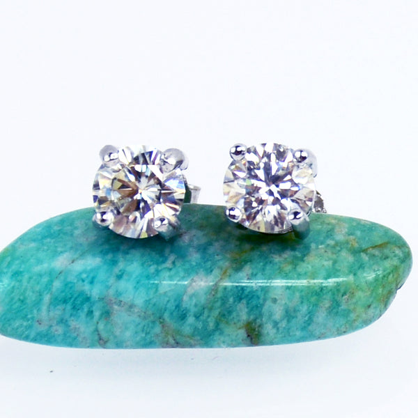 1CT 5MM White Moissanite Studs - Main Image