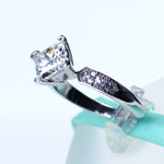2CT Princess Cut White Moissanite Solitaire With Accents Engagement Ring
