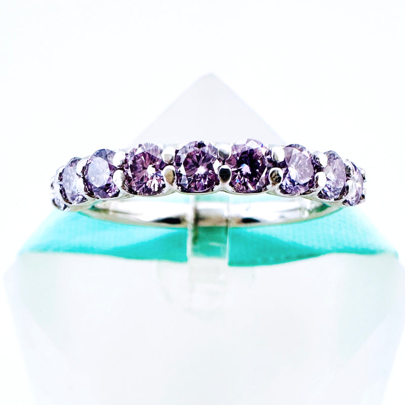 3MM Light Purple Moissanite Band 9Stone