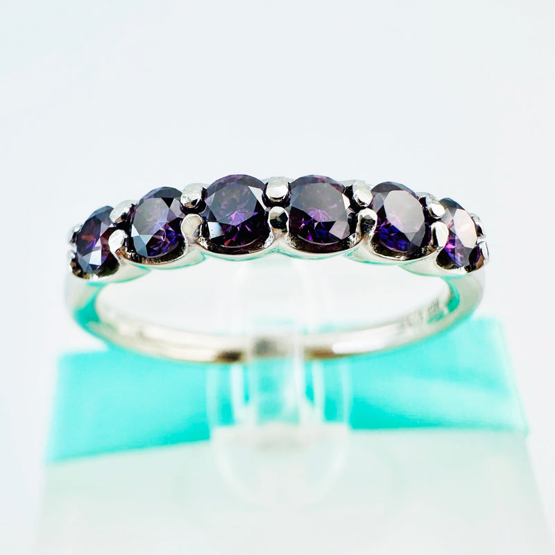 3MM Deep Purple Moissanite Band 6Stone