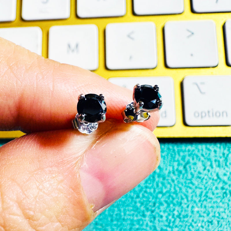 Half Carat 4MM Black Moissanite Studs