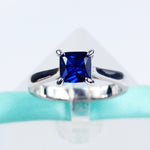 6MM Square Blue Sapphire Ring