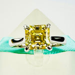 2Carat Asscher Yellow Moissanite Solitaire