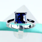 7MM Square Blue Sapphire Ring