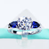 2CT Moissanite Blue Sapphire 3Stone