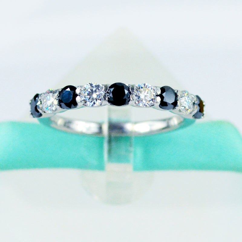 3MM Black & White Moissanite Band 9Stone