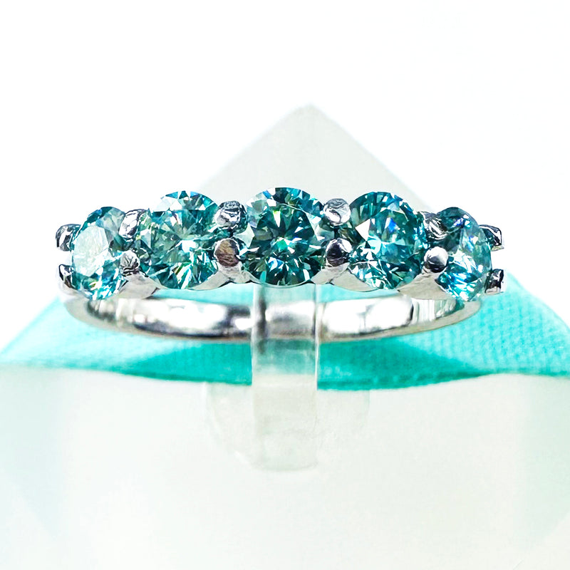 4MM Mint Blue Moissanite Wedding Band