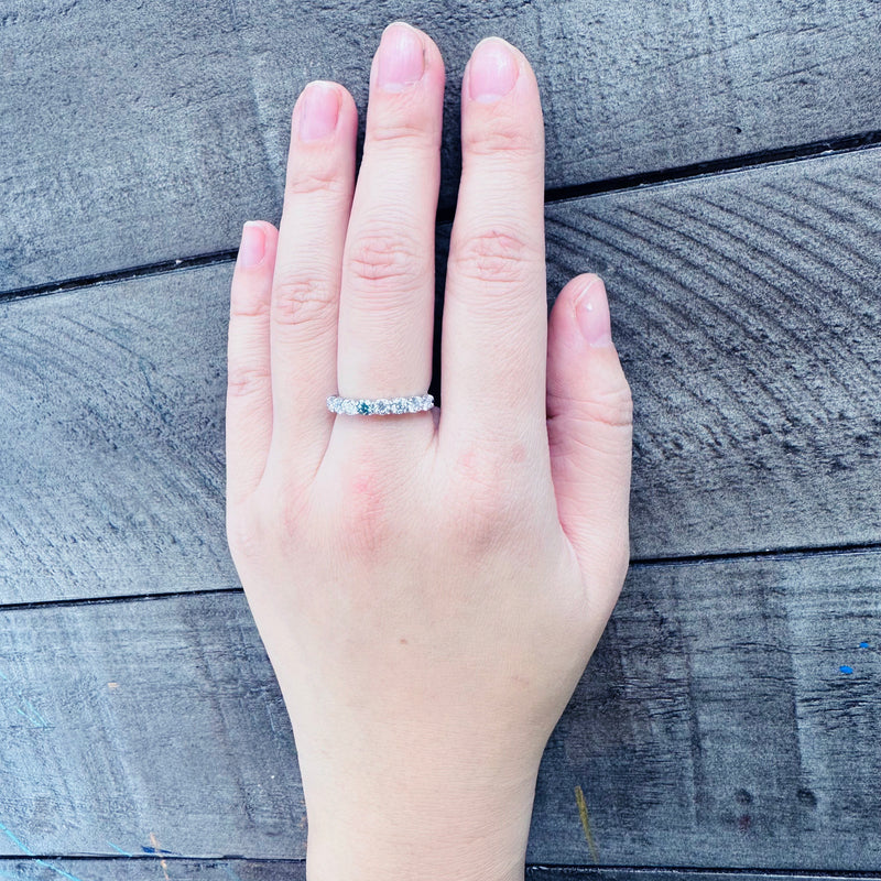 3MM White & Greenish Blue Moissanite Wedding Band