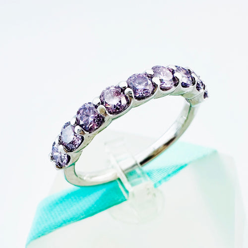 3MM Light Purple Moissanite Band 9Stone