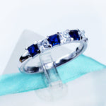 Princess Moissanite & Sapphire 6Stone Band