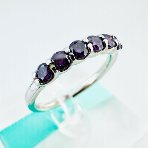 3MM Deep Purple Moissanite Band 6Stone