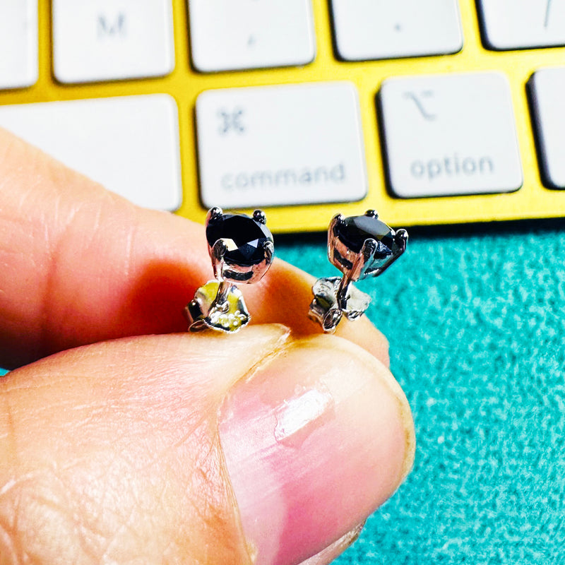 Half Carat 4MM Black Moissanite Studs