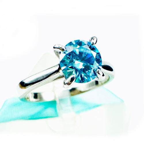 1Carat Vivid Blue Moissanite Solitaire ring