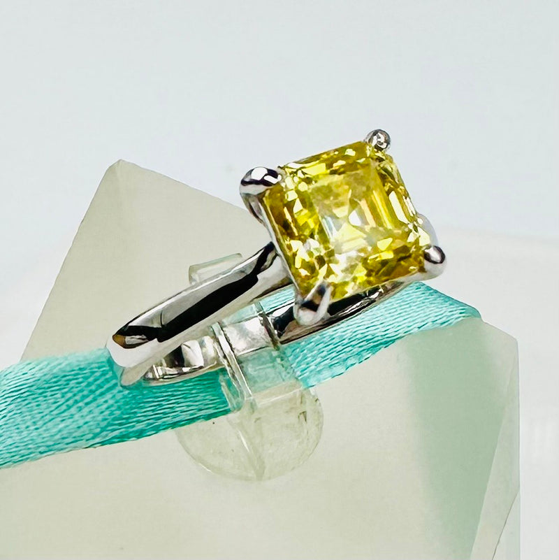 2Carat Asscher Yellow Moissanite Solitaire