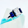 Emerald Moissanite & Sapphire 3Stone