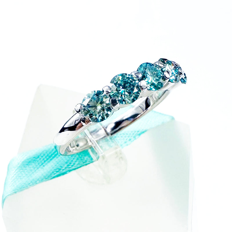 4MM Mint Blue Moissanite Wedding Band