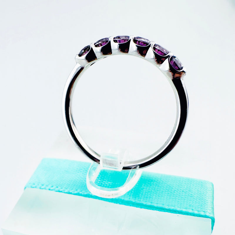 3MM Deep Purple Moissanite Band 6Stone