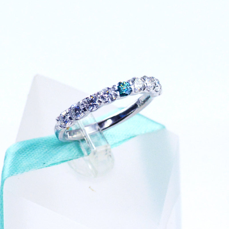 3MM White & Greenish Blue Moissanite Wedding Band