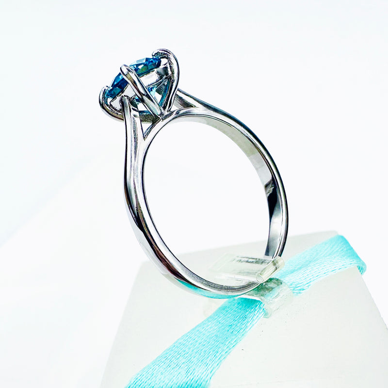 1Carat Vivid Blue Moissanite Solitaire ring