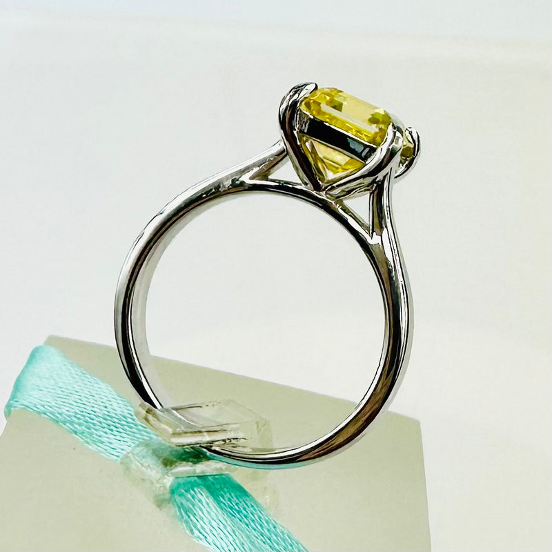 2Carat Asscher Yellow Moissanite Solitaire