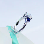 2CT Moissanite Blue Sapphire 3Stone