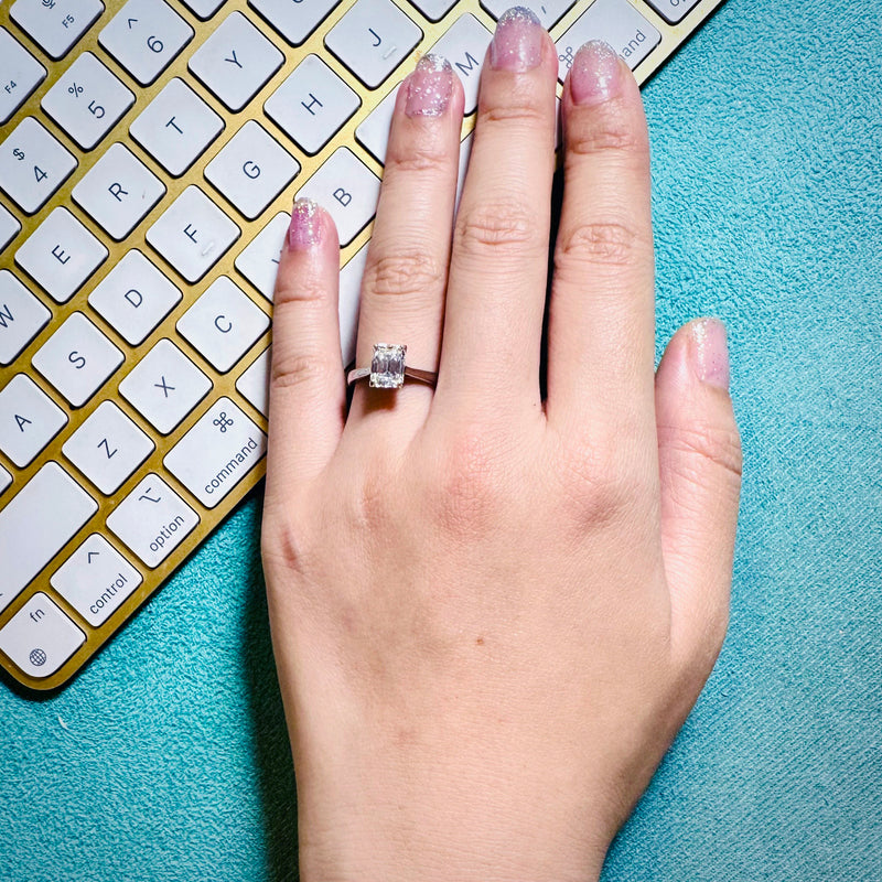 Emerald White Moissanite Solitaire
