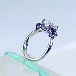 2CT Moissanite Blue Sapphire 3Stone