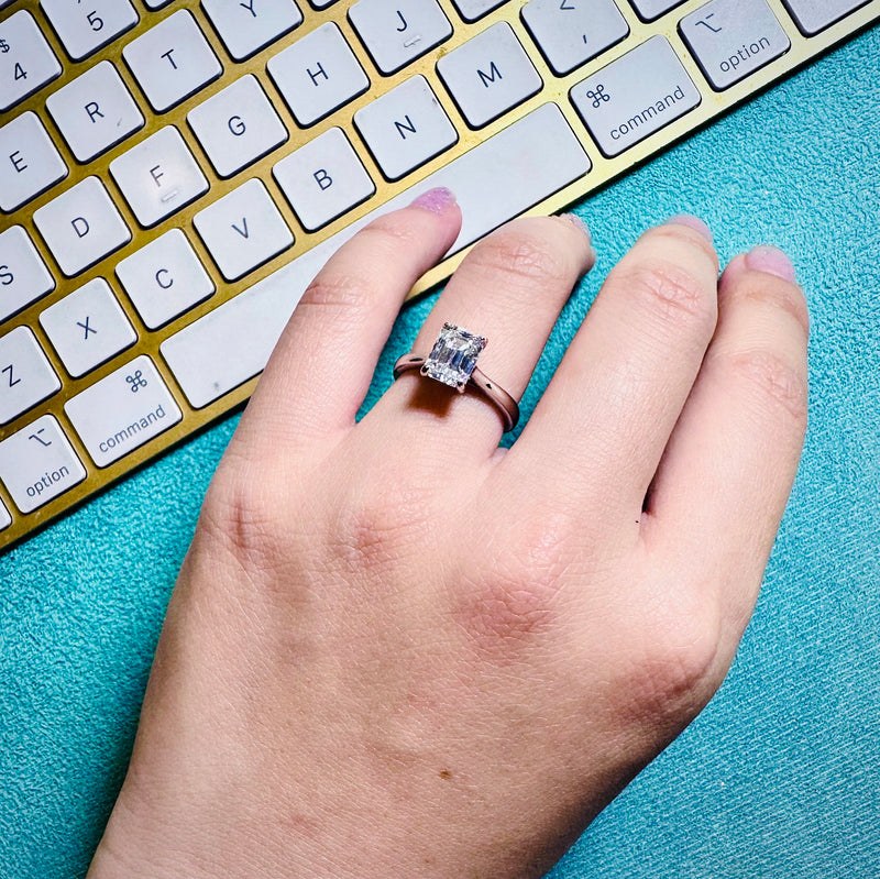 Emerald White Moissanite Solitaire