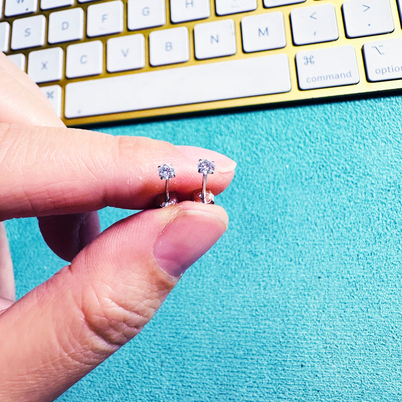 3MM White Moissanite Diamond Studs