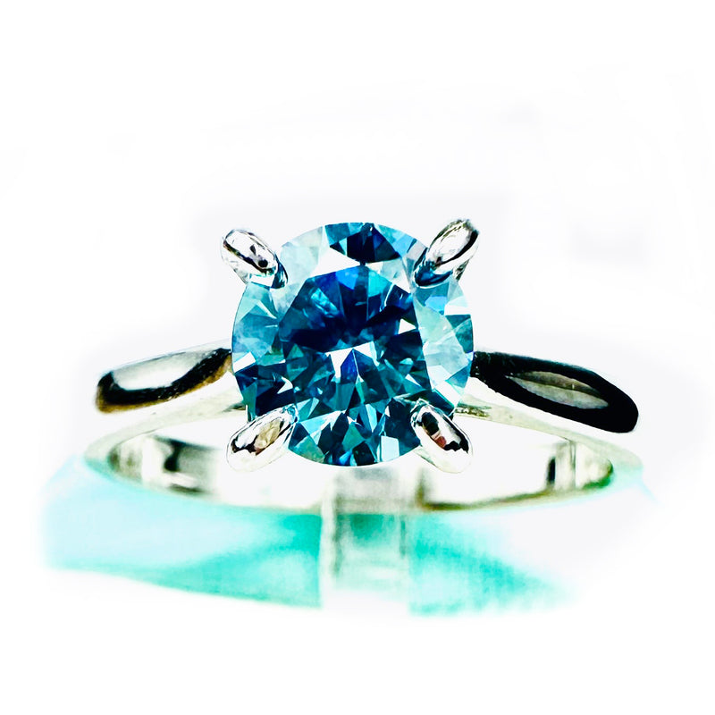 1Carat Vivid Blue Moissanite Solitaire ring
