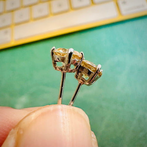 5MM Light Yellow Moissanite Studs