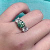 Green White Moissanite 3Stone Ring Total 4Carat