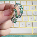 Mint Greenish Blue Moissanite Diamond Eternity Hoop Earrings