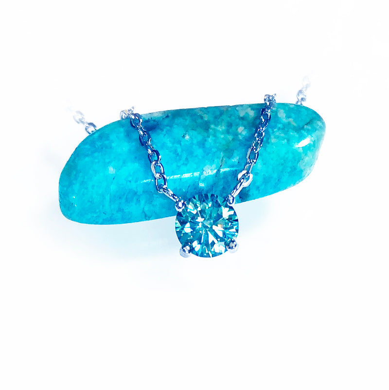 5MM Greenish Blue Moissanite Necklace