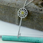 Sunflower Key Yellow Simulated Diamond In Sterling Silver - 6Grape Fine Jewelry
