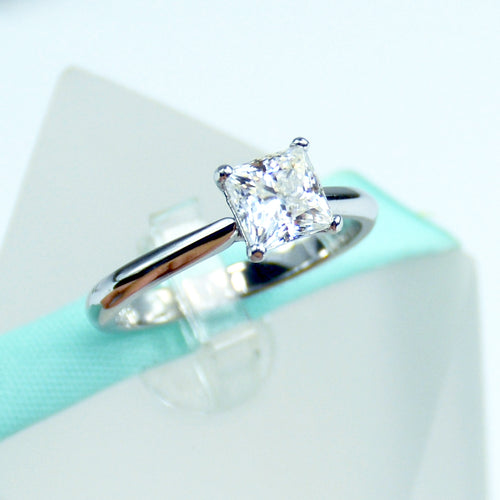 1 CT Princess Cut White Moissanite Solitaire Engagement Ring