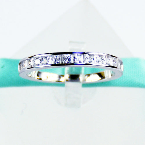 Princess Cut Wedding Band in Sterling Silver - 6Grape Fine Jewelry