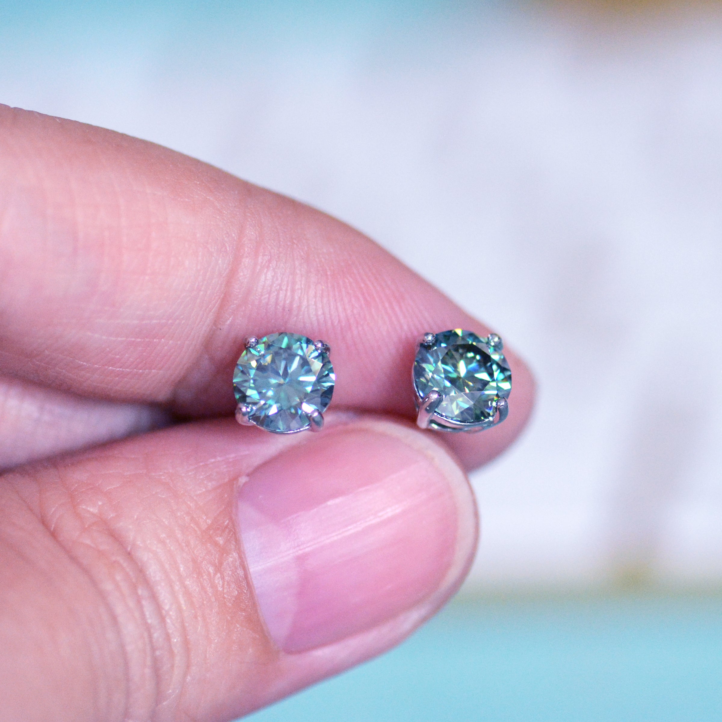 JEWELEXCESS Blue Diamond Earrings Women – 1/4-Carat Blue Diamonds Ster –  Jewelexcess