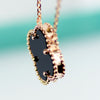 Lucky Clover Four Leaf Black Onyx Necklace In Rose Gold - 6Grape Fine Jewelry
