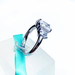 3Stone Radiant Cut White Moissanite Ring