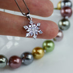 Snowflake Simulated Diamond Necklace In Sterling Silver - 6Grape Fine Jewelry