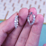 White Moissanite Diamond Eternity Hoop Earrings