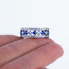 Blue Topaz & Simulated Diamond Band in Sterling Silver - 6Grape Fine Jewelry