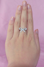 Bow Simulated Diamond Ring In Sterling Silver - 6Grape Fine Jewelry