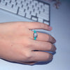 2CT Moissanite Blue Pear Paraiba Three Stone Ring - 6Grape Fine Jewelry
